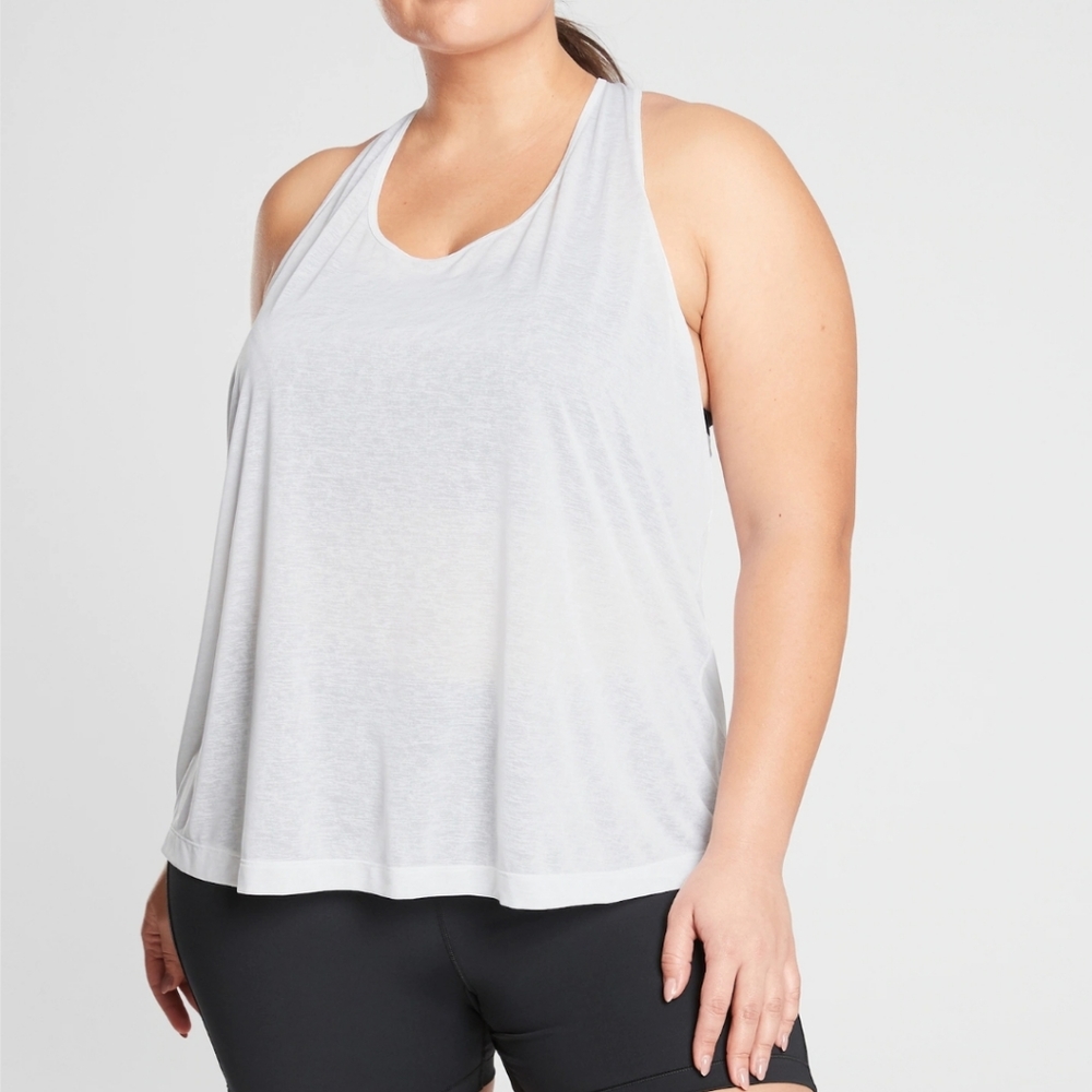 Athleta Vapor Scoop White Sheer Tank Top